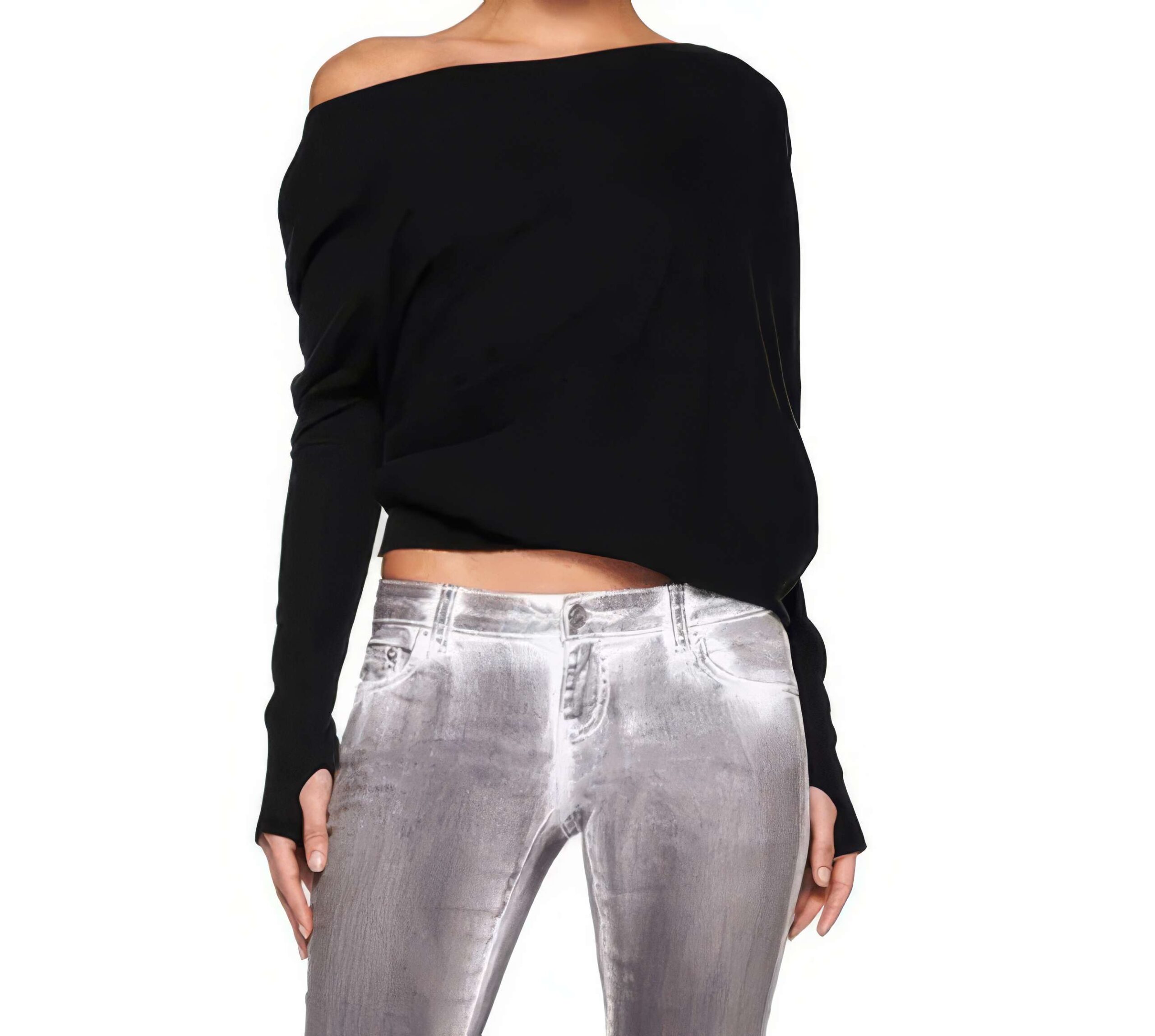 Off Shoulder Langarm Top